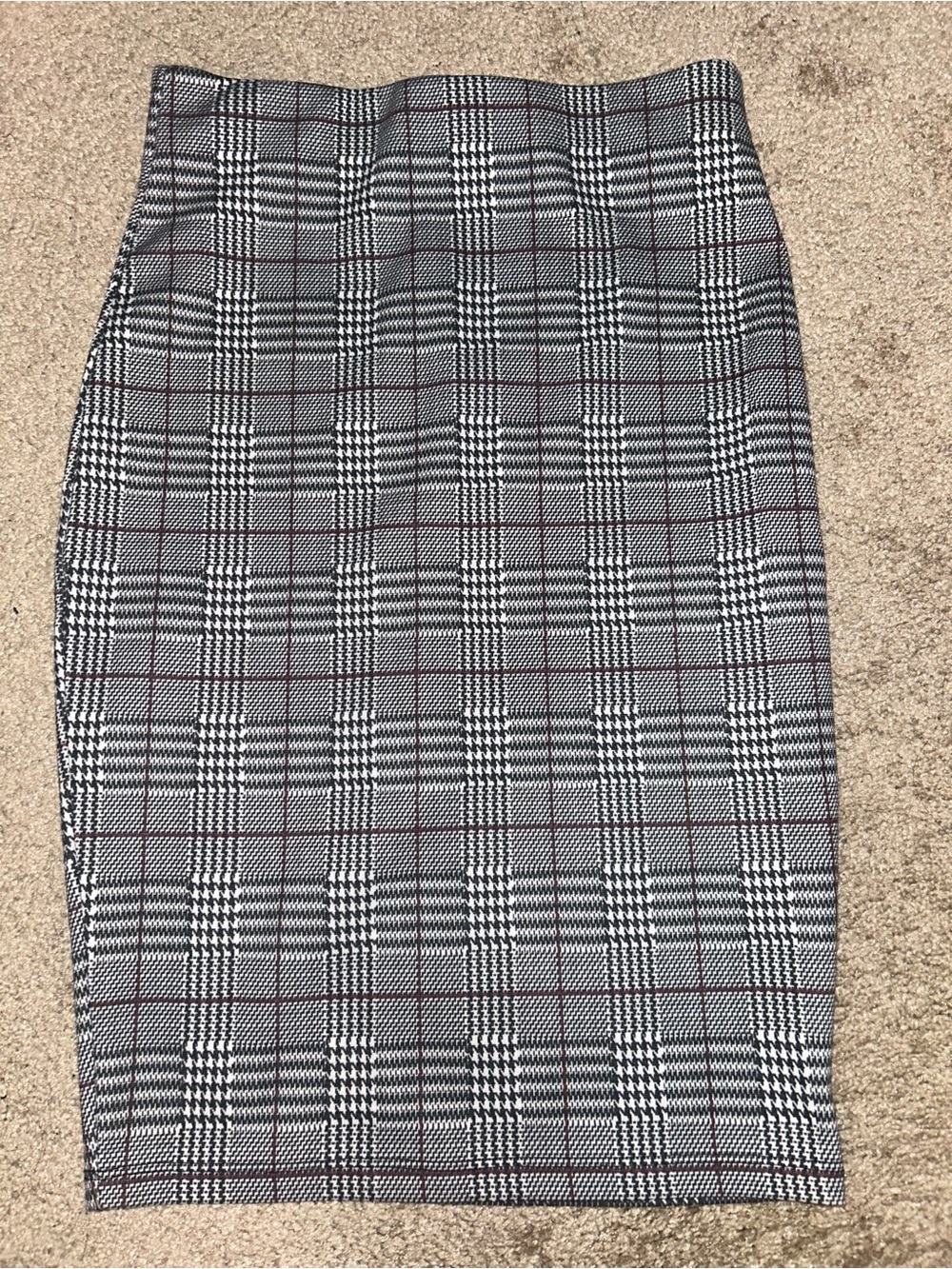 Shinestar Black, White and Gray Glen Plaid Pencil Skirt